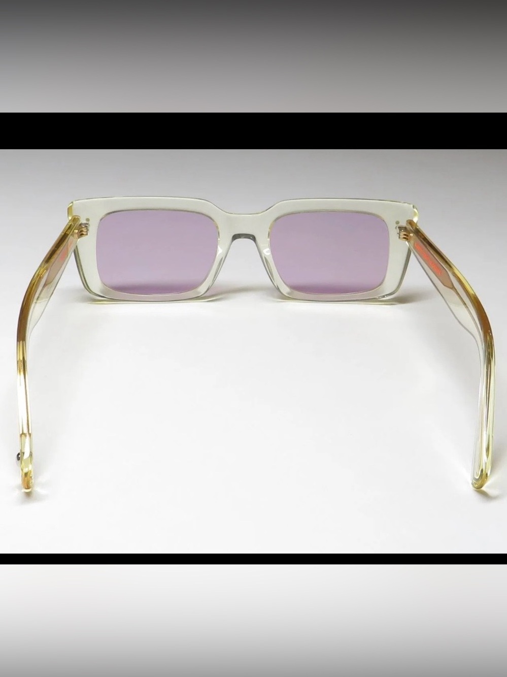 Authen Garrett Leight Translucent Yellow Frame Sunglasses with Pink Lenses
